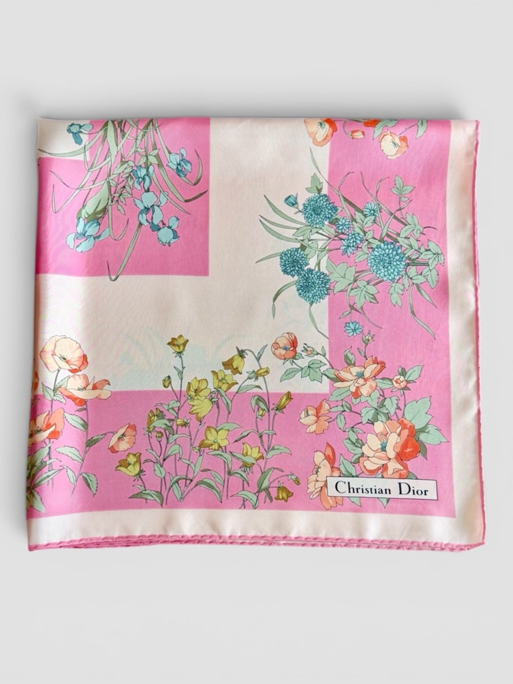 Christian Dior Floral Print Silk Scarf